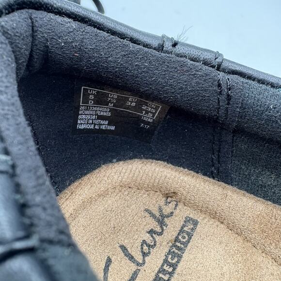 Clarks Collection Shoes Womens 7.5 Everlay Elma‎ Black Leather Oxford Lace Up - Picture 2 of 9